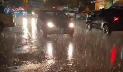 Mudanya’da şiddetli yağış başladı, sürücüler dikkat!