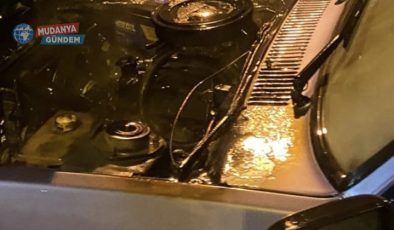 Mudanya yolunda seyir halindeki araç alev aldı