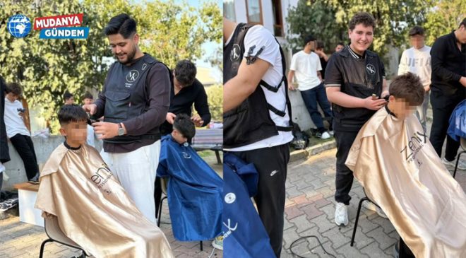 Kuaför Mehmet ve genç ekibinden çocuklara destek