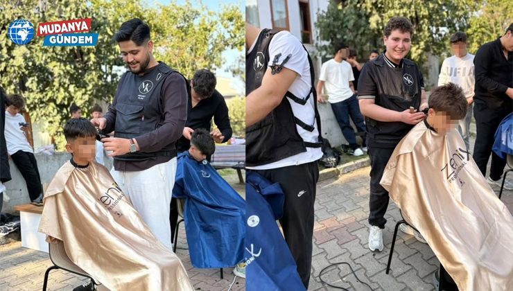 Kuaför Mehmet ve genç ekibinden çocuklara destek